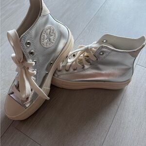 Converse Women's Metallic Silver High-Tops